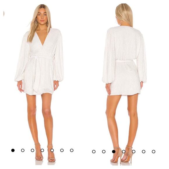 Retrofete Embellished Sequins Gabrielle Wrap Dress White Women's Size S NWT - Picture 1 of 12